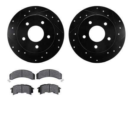 Dynamic Friction Company Rear Brake Rotors-Drilled and Slotted-Black with 5000 Advanced Brake Pads 8502-52040